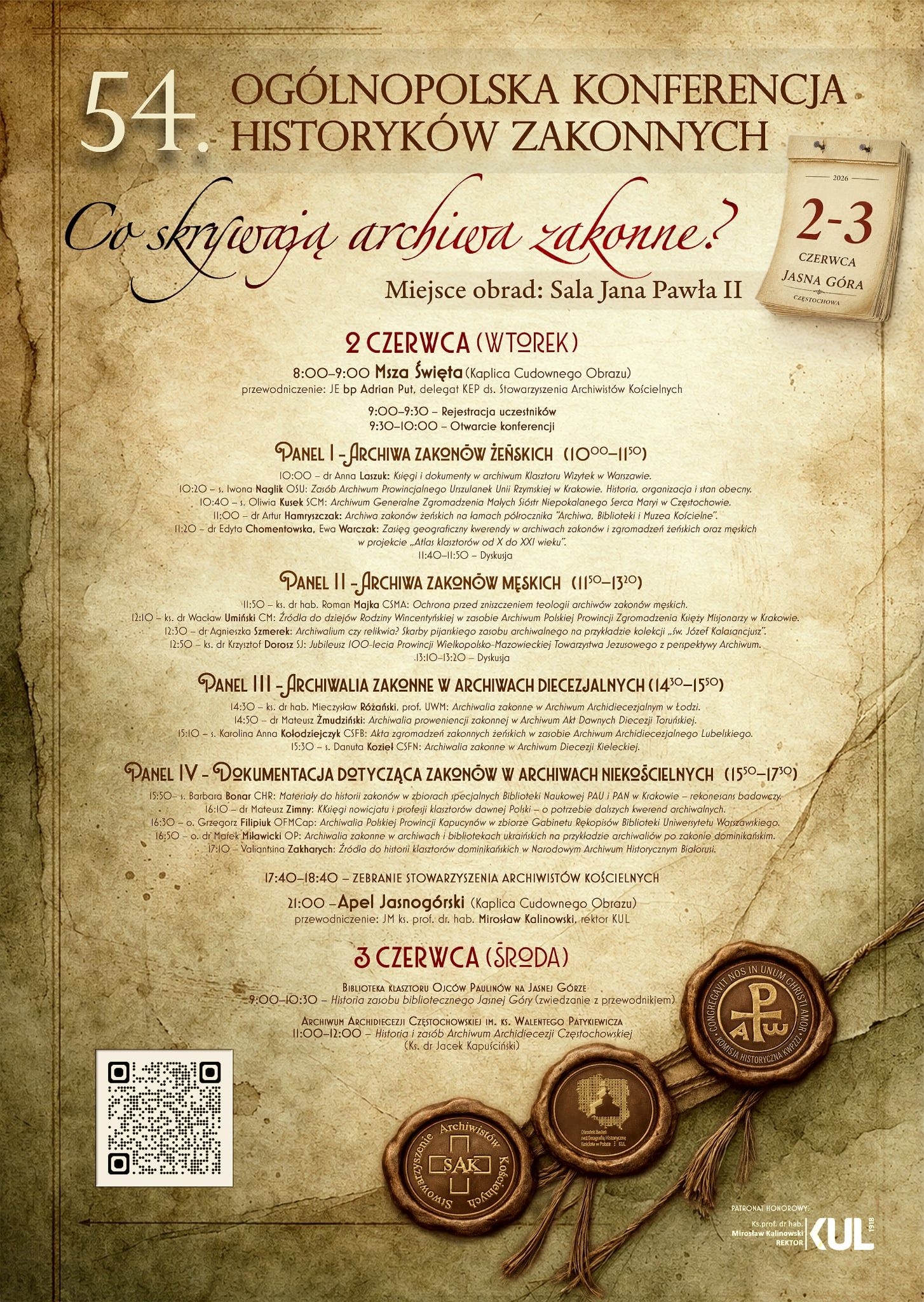 Read more about the article „Co skrywają archiwa zakonne?” – program konferencji